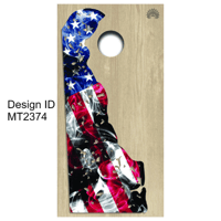 Brackish Wooder Cornhole Boards - Amer. Flag - Delaware State Silhouette - MT2374