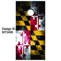Image 1 of Brackish Wooder Cornhole Boards - MD Flag - Smokey Grunge - MT2495