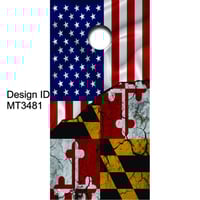 Brackish Wooder Cornhole Boards - USA / MD Flag Combo - Cracked - MT3481