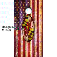 Image 1 of Brackish Wooder Cornhole Boards - USA / MD Flag - Antique - MT3533