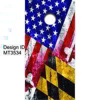 Image 1 of Brackish Wooder Cornhole Boards - USA / MD Flag - Diagonal Distressed - MT3534