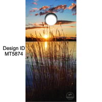 Brackish Wooder Cornhole Boards - Sunset Reflection Through Reeds - MT5874