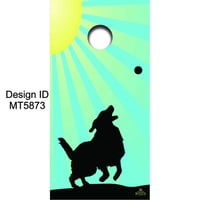 Brackish Wooder Cornhole Boards - Jumping Dog in Sun Beams - MT5873