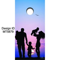 Brackish Wooder Cornhole Boards - Family in Purple Sunset - MT5879