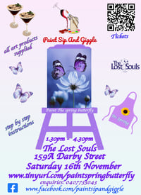 Image 2 of Paint spring butterfly at the lost souls on Darby St Saturday 16th November at 1.30pm
