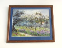 Image 1 of Vintage Provence France Art Print by Atelier Vincent, Landscape & Castle, Framed 10 7/10 x 8 3/4 ins