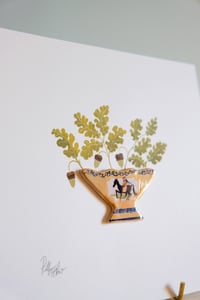 Image 2 of Original Miniature Ceramic Painting - Woman on Horse with Oak leaves