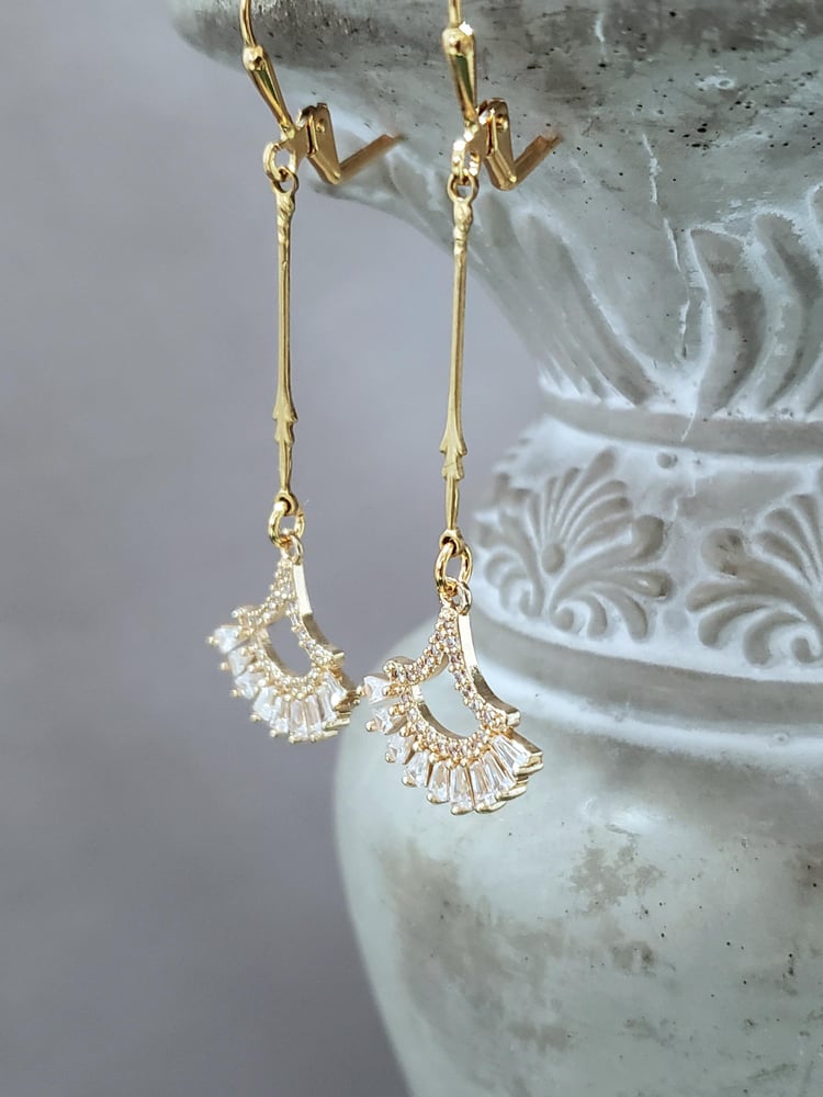 Image of Art Deco Rhinestone Earrings - Flapper Jewelry - 1920s Art Deco Jewelry - Great Gatsby Wedding - ...