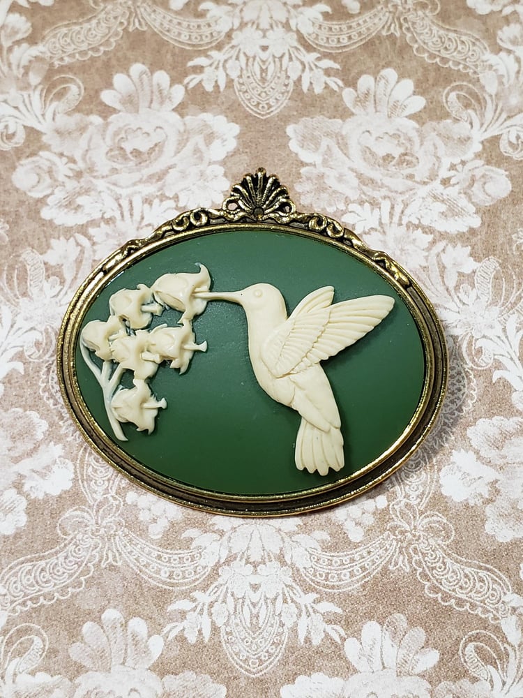 Image of Hummingbird Brooch - Hummingbird Jewelry - Alfons Mucha - Victorian Style Brooch  - 19th Century ...
