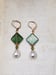 Image of Olivine and Pearl Fan Earrings - Green Art Deco Jewelry - 1920s Earrings - Great Gatsby Inspired-...