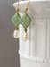 Image of Olivine and Pearl Fan Earrings - Green Art Deco Jewelry - 1920s Earrings - Great Gatsby Inspired-...