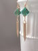 Image of Green Fan Art Deco Earrings - 1920s Art Deco Jewelry - Flapper Earrings - Vintage Style Jewelry -...