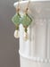 Image of Olivine and Pearl Fan Earrings - Green Art Deco Jewelry - 1920s Earrings - Great Gatsby Inspired-...