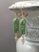 Image of Green and Gold Czech Glass Art Deco Earrings - 1920s Art Deco Jewelry - Egyptian Revival Jewelry ...