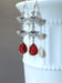 Image of Silver and Red Rhinestone Earrings - 1920s Art Deco Jewelry - Great Gatsby Wedding - 1920s Flappe...