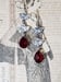 Image of Silver and Red Rhinestone Earrings - 1920s Art Deco Jewelry - Great Gatsby Wedding - 1920s Flappe...