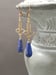 Image of Blue and Gold Lampwork Beads Art Deco Earrings - 1920s Art Deco Jewelry - Egyptian Revival Jewelr...