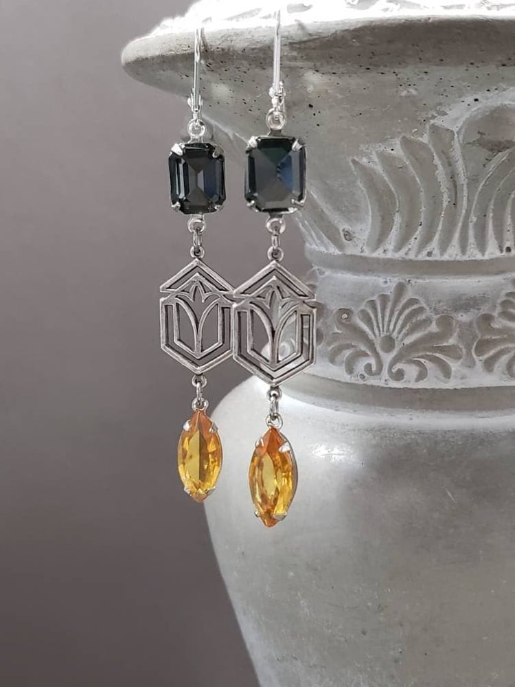 Image of Art Deco Assemblage Earrings - 1920s Art Deco Jewelry - 1920s Earrings - Jewelry for Flapper Dres...