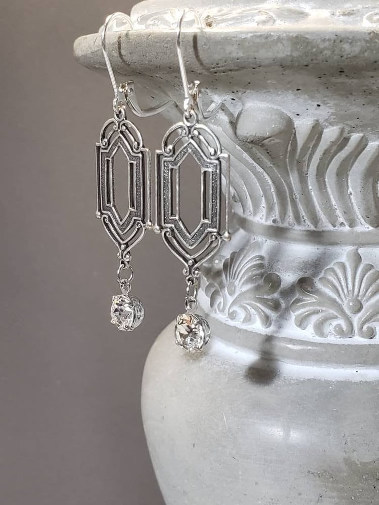 Image of Silver Crystal Flapper Earrings - 1920s Art Deco Jewelry - Great Gatsby Wedding - 1920s Earrings ...