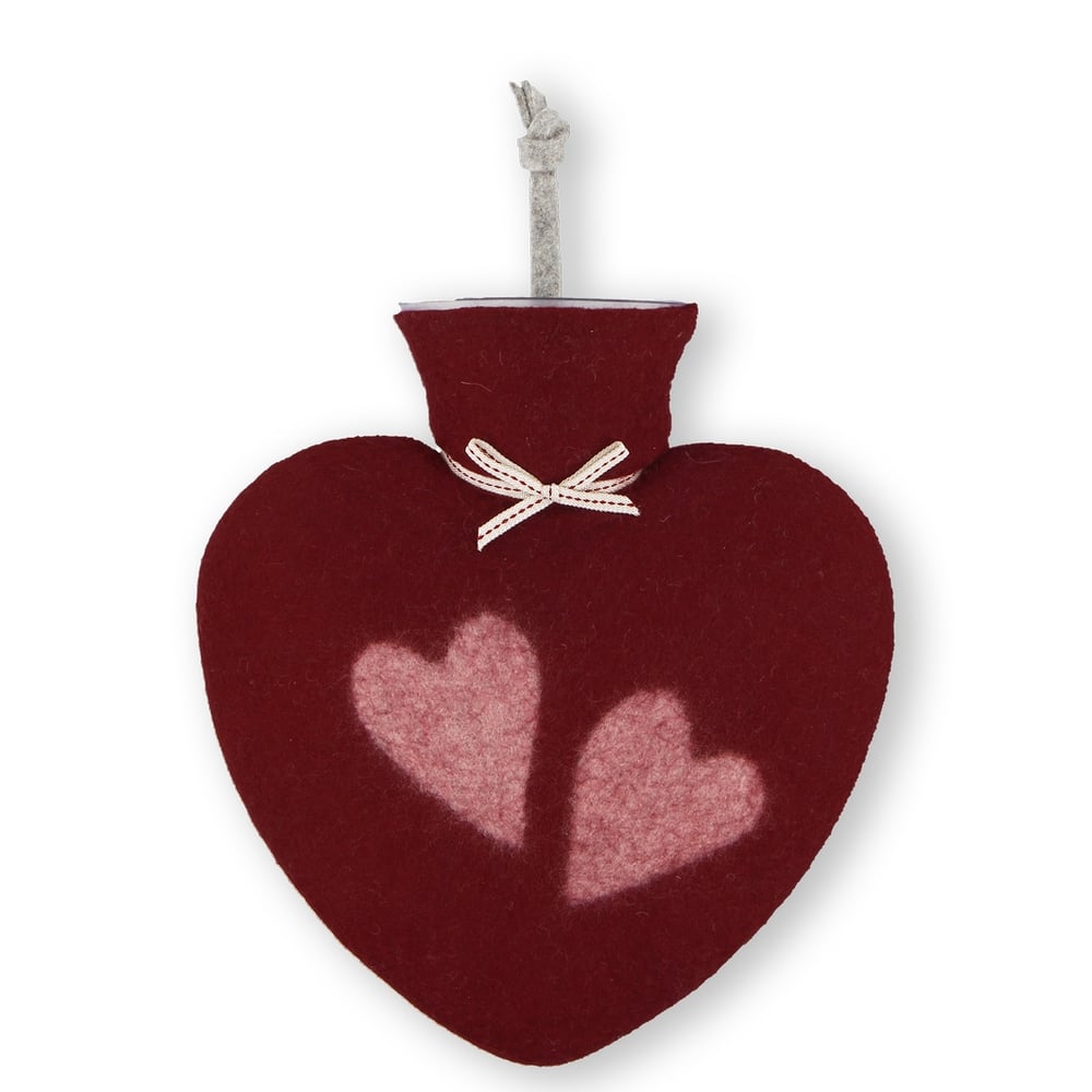 Image of Bouillotte forme Coeur Laine Mérinos : Double Coeur