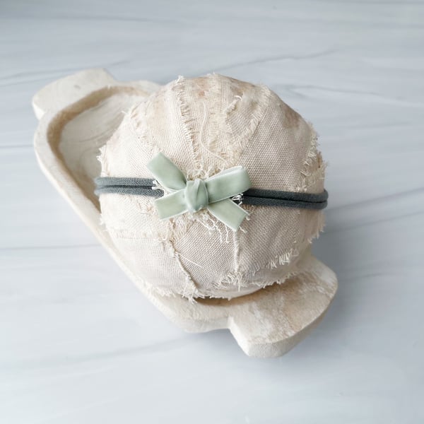 Image of Sage Classic Velvet Bow