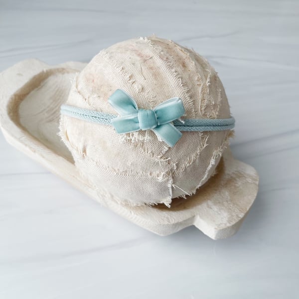 Image of Sky Blue Classic Velvet Bow