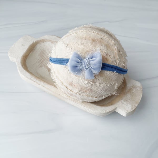 Image of Blue Silk Velvet Bow