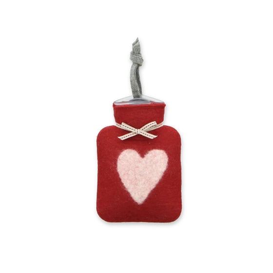 Image of Mini Bouillotte Laine Mérinos rouge:  Coeur 