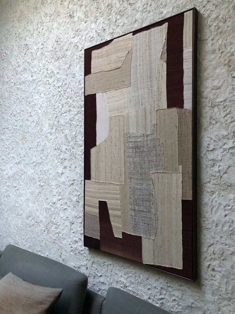 Image of stitched abstract composition (natural/burgundy)