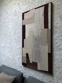 Image 2 of stitched abstract composition (natural/burgundy)