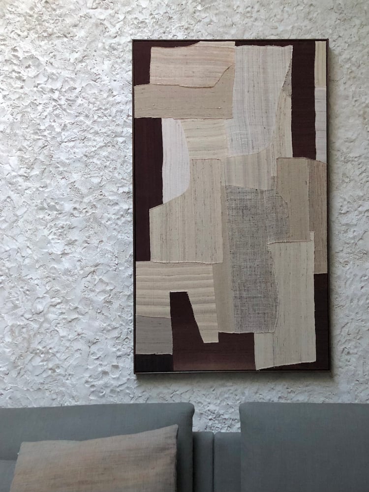 Image of stitched abstract composition (natural/burgundy)