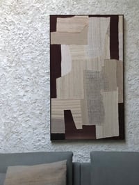 Image 1 of stitched abstract composition (natural/burgundy)