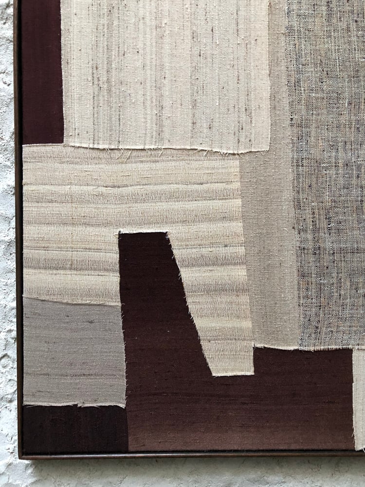 Image of stitched abstract composition (natural/burgundy)