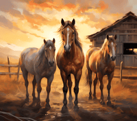 Image 1 of Horses Watercolor Art