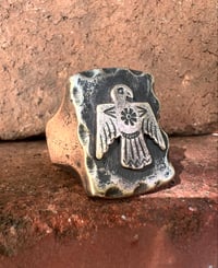 Image 1 of WL&A Old Style Aged Bronze Thunderbird Signet - Size 12