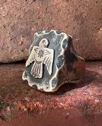 Image 3 of WL&A Old Style Aged Bronze Thunderbird Signet - Size 12