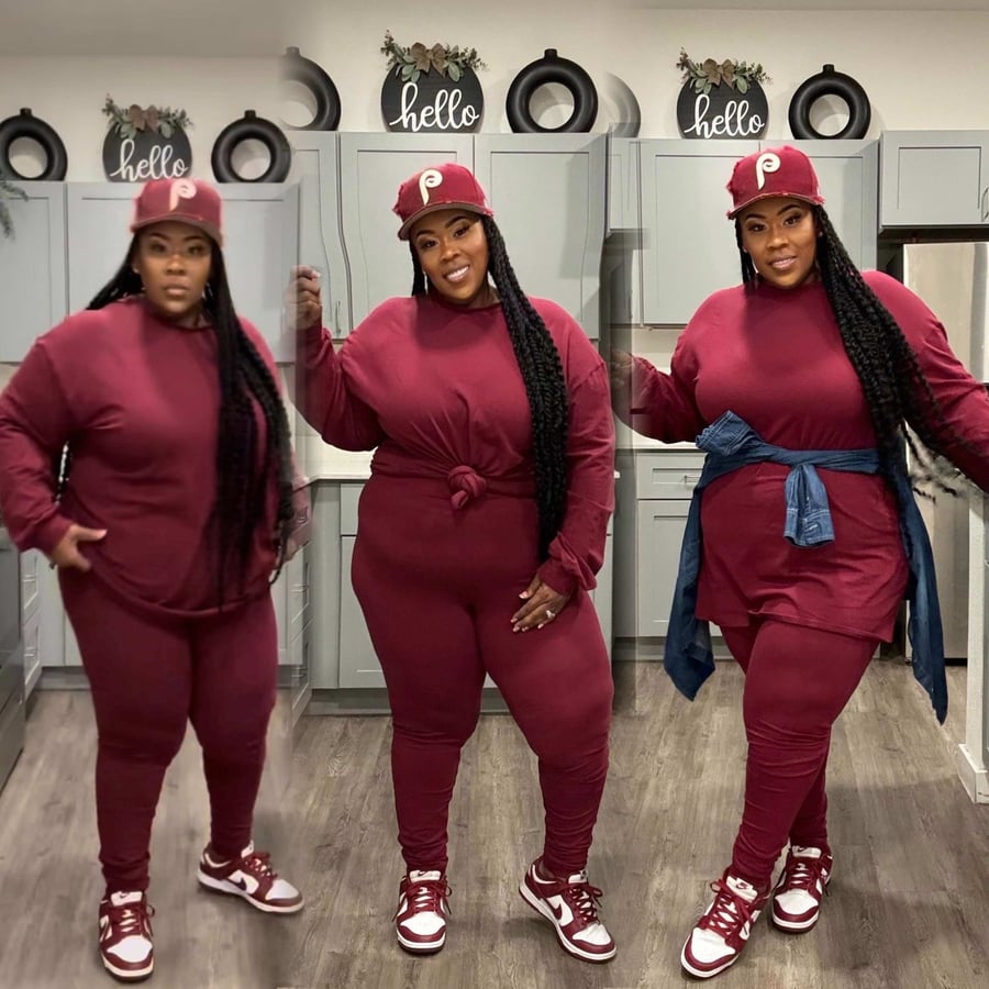 Image of 3pack PLUS SIZE 2-PIECE CHILL SET-BURGUNDY