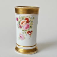 Image 1 of Antique Georgian Hand-Painted Floral Spill Vase