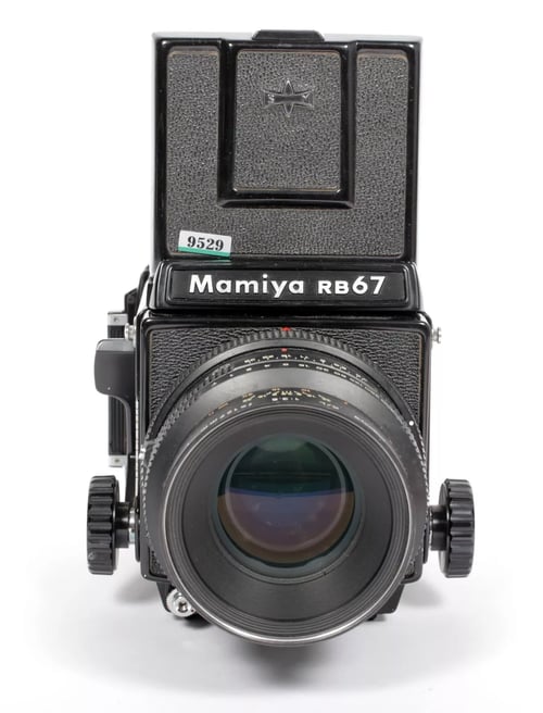 Image of Mamiya RB67 Pro 6X7 camera with WLF + 120 back + 127mm K/L lens #9529