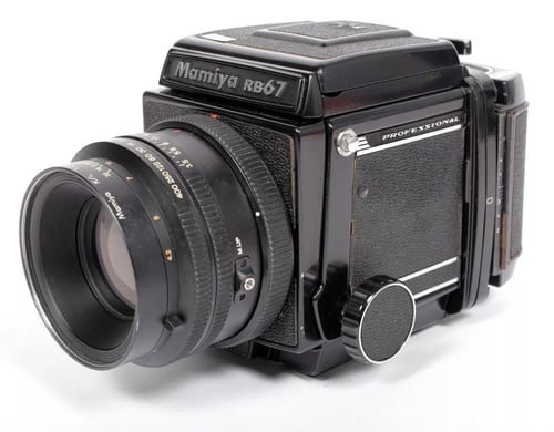 Image of Mamiya RB67 Pro 6X7 camera with WLF + 120 back + 127mm K/L lens #9529