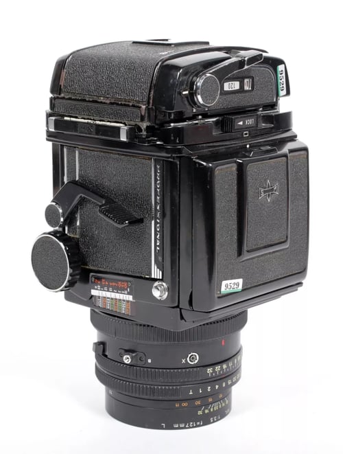 Image of Mamiya RB67 Pro 6X7 camera with WLF + 120 back + 127mm K/L lens #9529