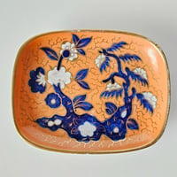 Image 1 of Antique Georgian Coalport Orange & Blue Teapot Stand c.1812