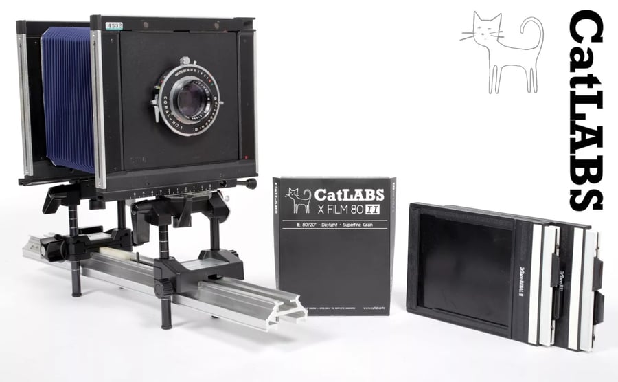 Image of Sinar Alpina 4X5 Camera w/ 210mm F6.3 lens + FRESNEL + holders + film NEW BELLOWS #4532