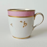 Image 1 of Antique Georgian Newhall Pink & Gold Coffee Cup c.1790s