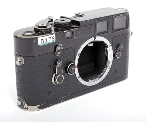 Image of Leica M3 SS (Black Repaint) 35mm camera body + Summicron 50mm F2 lens CLA #5178