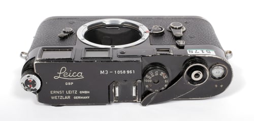 Image of Leica M3 SS (Black Repaint) 35mm camera body + Summicron 50mm F2 lens CLA #5178