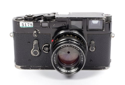 Image of Leica M3 SS (Black Repaint) 35mm camera body + Summicron 50mm F2 lens CLA #5178