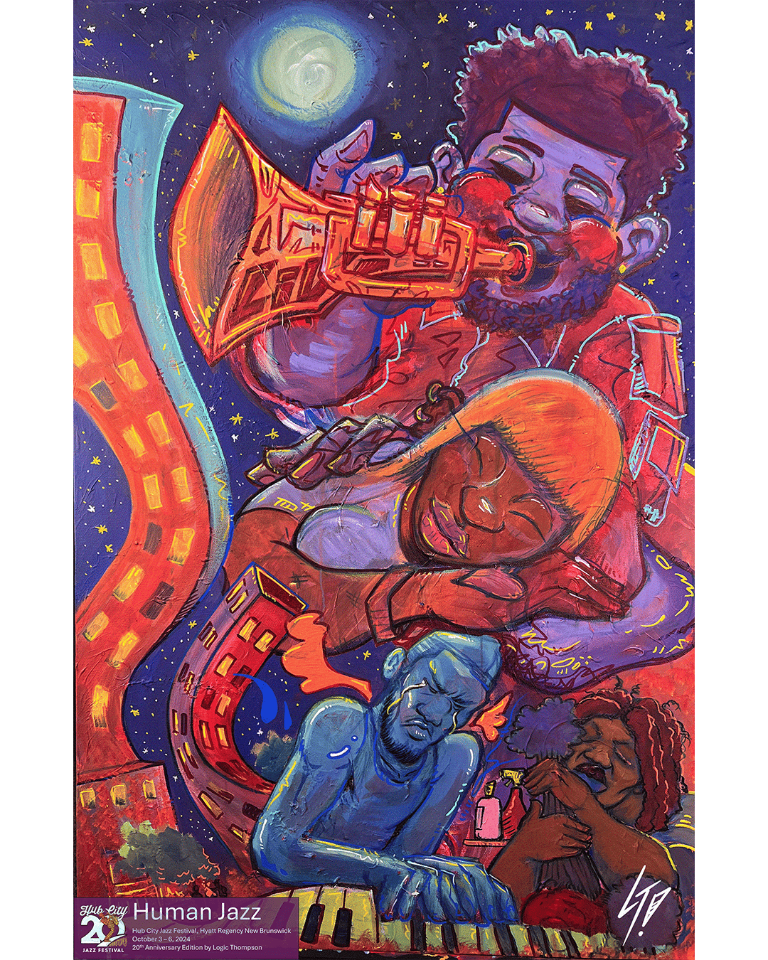 HUMAN JAZZ 11x17 *LIMITED EDITION* Print from HUB CITY JAZZ FESTIVAL 20TH ANNIVERSARY