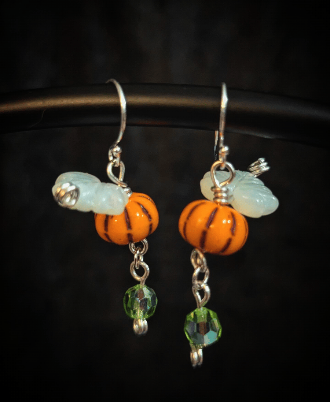 Image of Radiant Glo- Enchanted Pumpkin Earrings | Sterling Silver Czech Glass and Uranium Glass