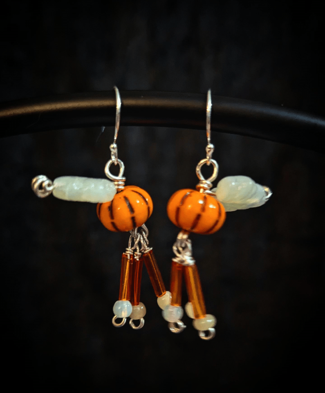 Image of Radiant Glo- Harvest Pumpkin Earrings | Sterling Silver Czech Glass and Uranium Glass